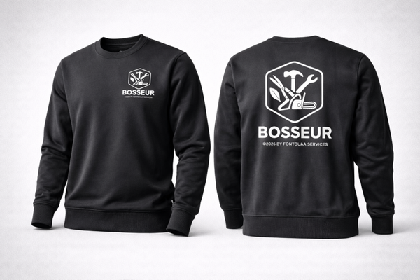 Sweat à capuche BOSSEUR Premium Cotton – Noir (logo poitrine & dos)