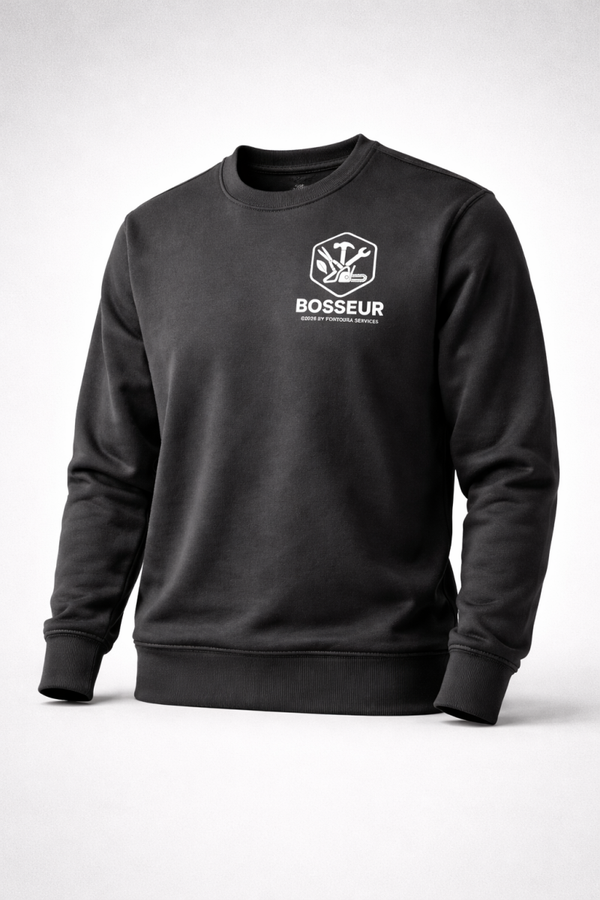 Sweat à capuche BOSSEUR Premium Cotton – Noir (logo poitrine)