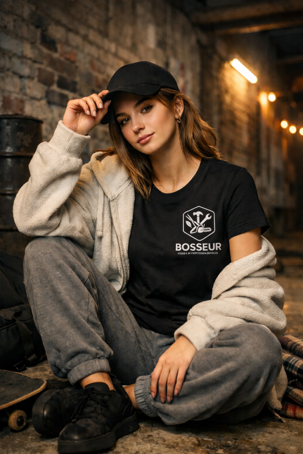 T-shirt Bosseur noir – 100% coton – Création originale