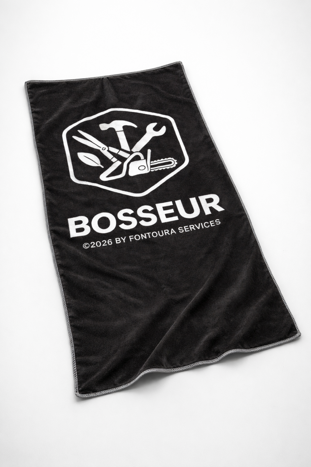 Serviette microfibre Bosseur noire – 45×75 cm