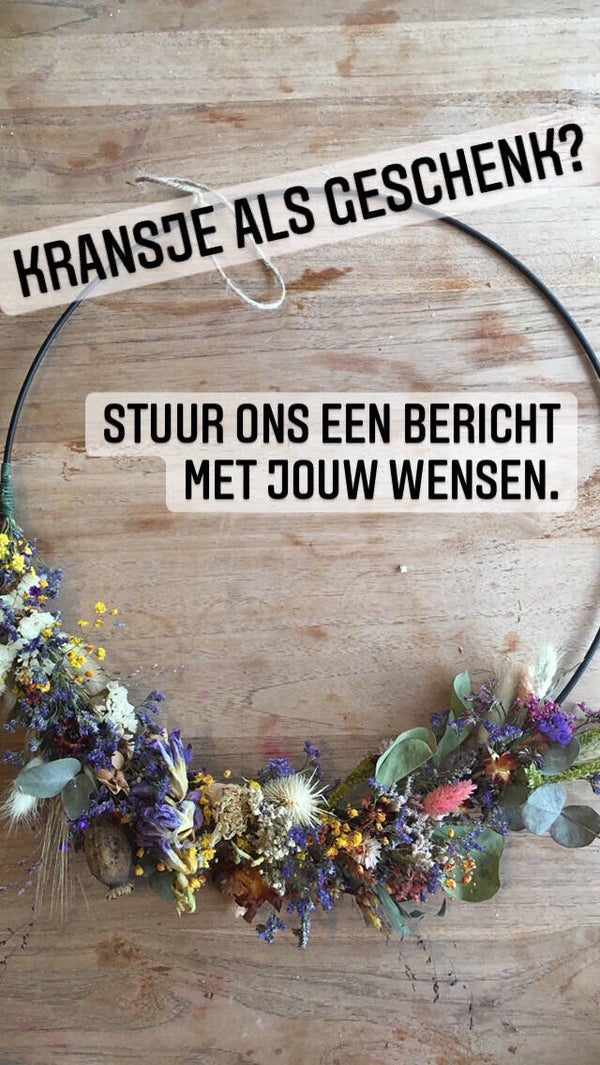 Droogbloemenkrans op vraag