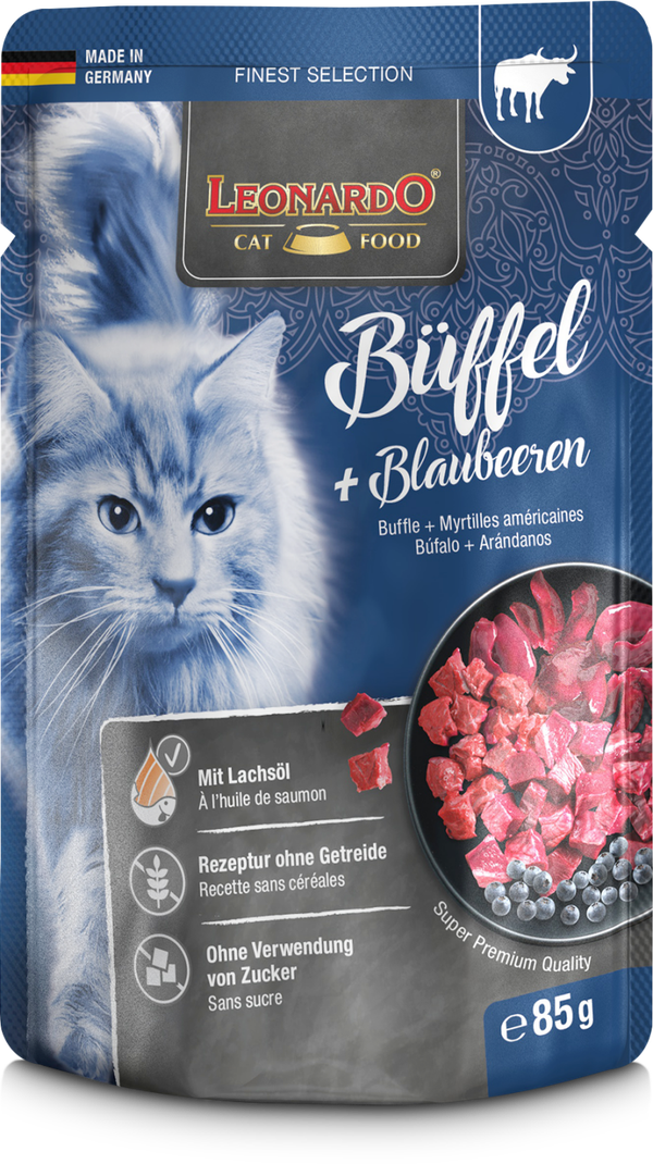 Leonardo Finest Selection Büffel + Blaubeeren 85g Katzennassfutter