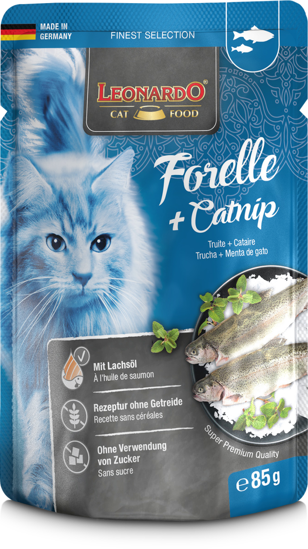 Leonardo Finest Selection Forelle + Catnip 85g Katzennassfutter