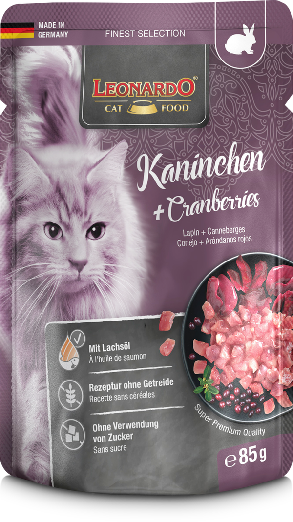 Leonardo Finest Selection Kaninchen + Cranberries 85g Katzennassfutter