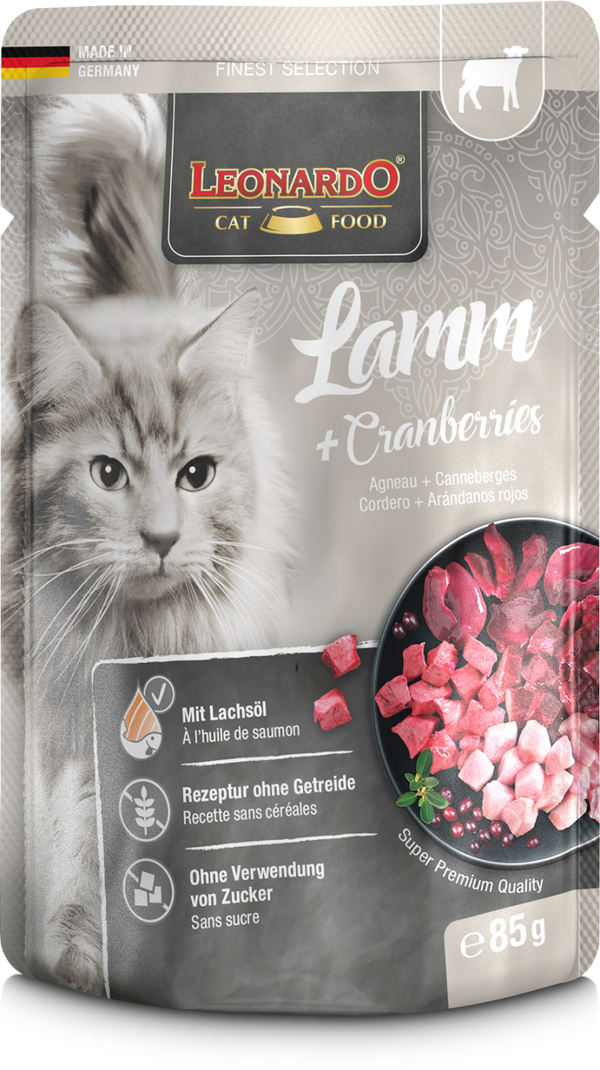 Leonardo Finest Selection Lamm + Cranberries 85g Katzennassfutter