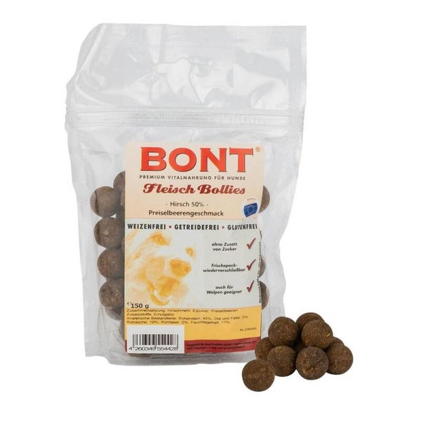 Fleisch Bollies Hirsch, Ei und Preiselbeeren, 150 g Hundeleckerli