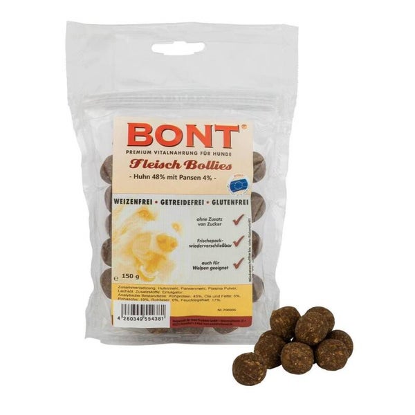 Fleisch Bollies Huhn, Pansen und Lachs, 150 g Hundeleckerli