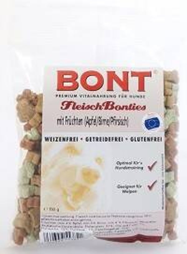 Fleisch Bonties mit Früchten (Apfel, Birne, Pfirsich), 150 g Hundeleckerli