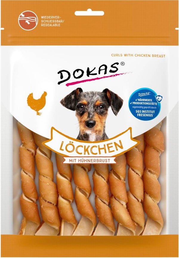 Dokas Löckchen mit Hühnerbrust 120 g Hundeleckerli