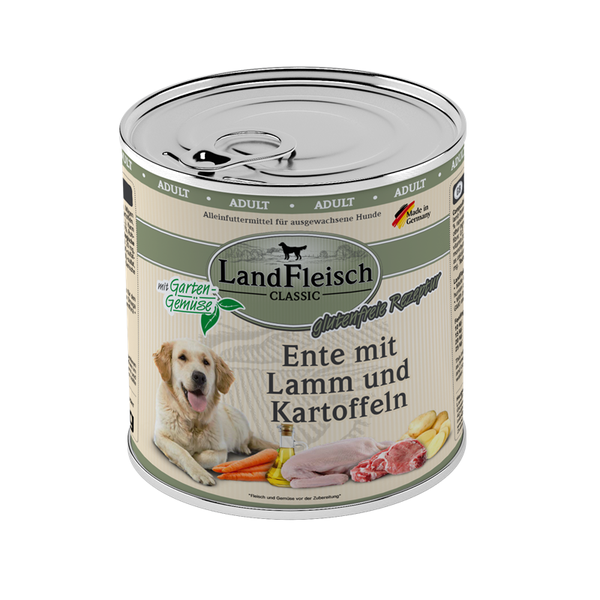 LandFleisch Dog Classic Ente mit Lamm und Kartoffeln 800g Hundenassfutter