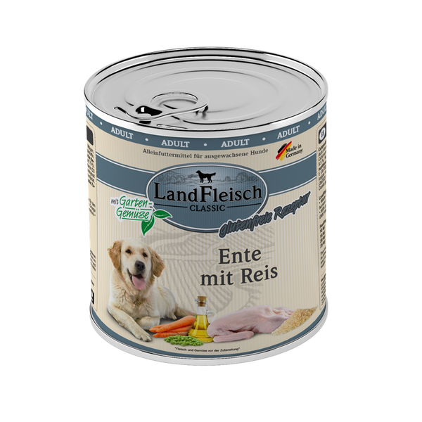 LandFleisch Dog Classic Ente mit Reis und Gartengemüse 800g Hundenassfutter