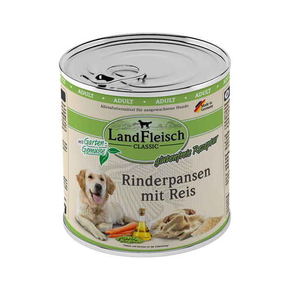 LandFleisch Dog Classic Rinderpansen mit Reis und Gartengemüse 800g Hundenassfutter