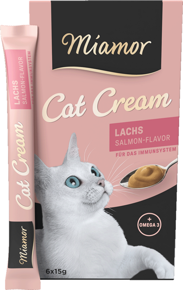 Miamor Cat Snack (Cream) Lachs-Cream   |  Schachtel   |  6x15g Katzenleckerli