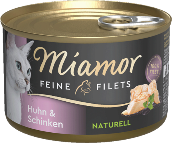 Miamor Feine Filets naturell Huhn & Schinken   |  Dose   |  80g Katzennassfutter