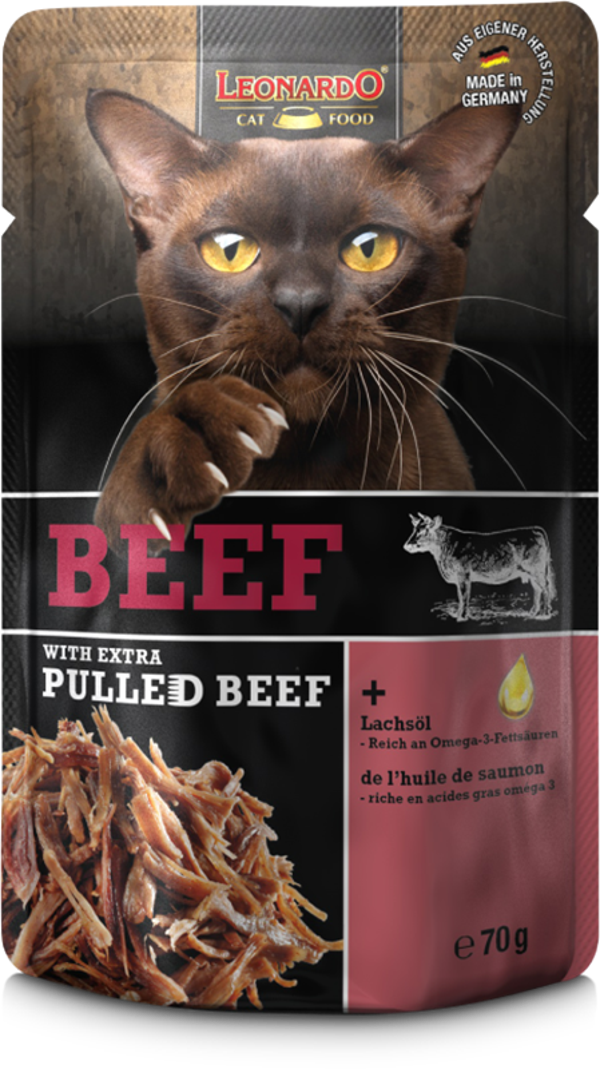 Leonardo Pulled Beef Beef with extra Pulled Beef 70g Katzennassfutter