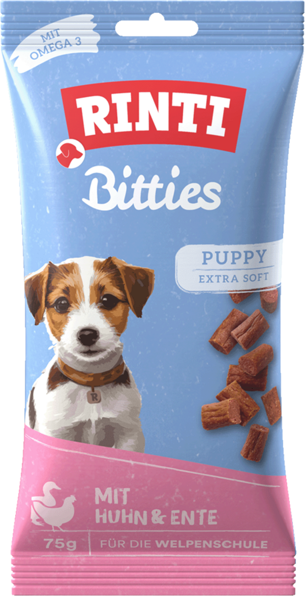 Rinti Bitties Puppy - Huhn & Ente   |  Beutel   |  75g Hundeleckerli