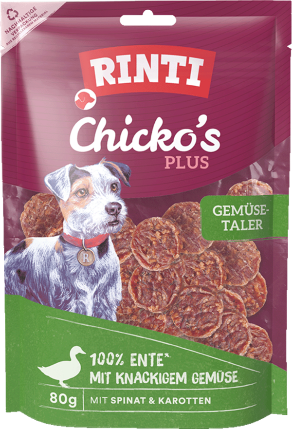 Rinti Chicko Plus Gemüsetaler   |  Beutel   |  80g Hundeleckerli