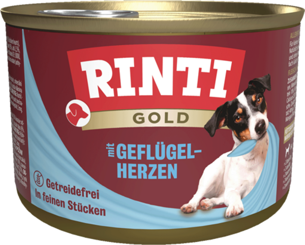 Rinti Gold Geflügelherzen   |  Dose   |  185g Hundenassfutter