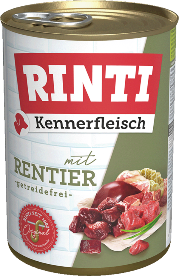 Rinti Kennerfleisch Rentier   |  Dose   |  400g Hundenassfutter
