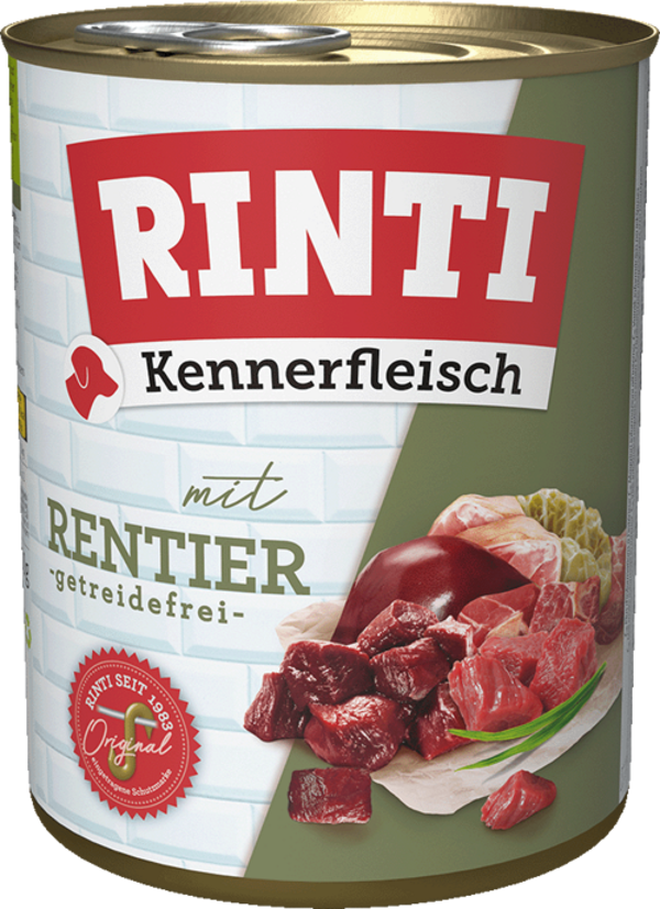 Rinti Kennerfleisch Rentier   |  Dose   |  800g Hundenassfutter