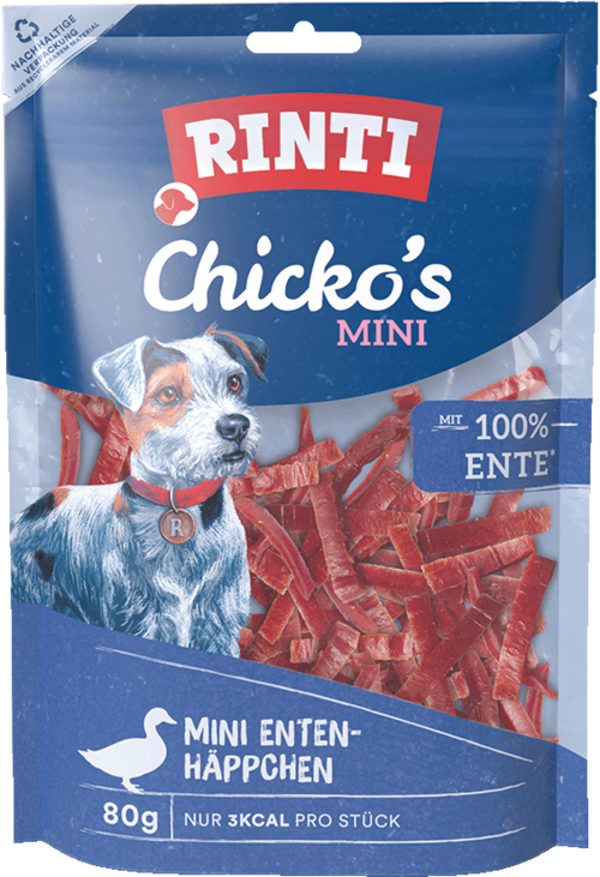 Rinti Chicko Ente   |  Beutel   |  80g Hundeleckerli