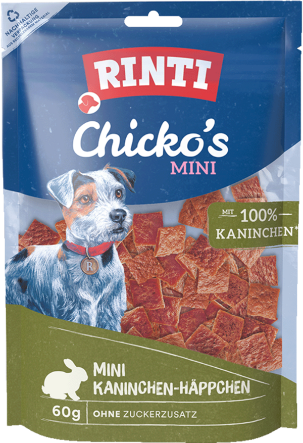 Rinti Chicko Mini Mini Kaninchen-Häppchen   |  Beutel   |  60g Hundeleckerli