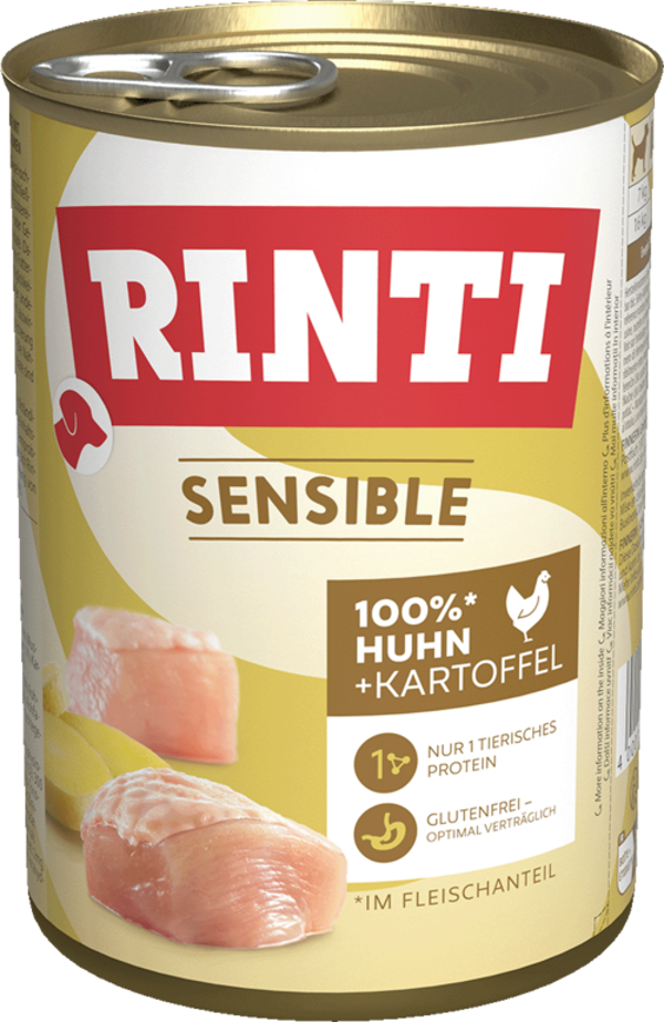 Rinti Sensible Huhn + Kartoffel   |  Dose   |  400g Hundenassfutter