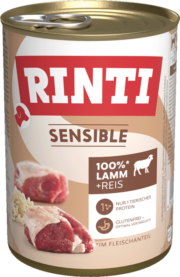 Rinti Sensible Lamm + Reis   |  Dose   |  400g Hundenassfutter