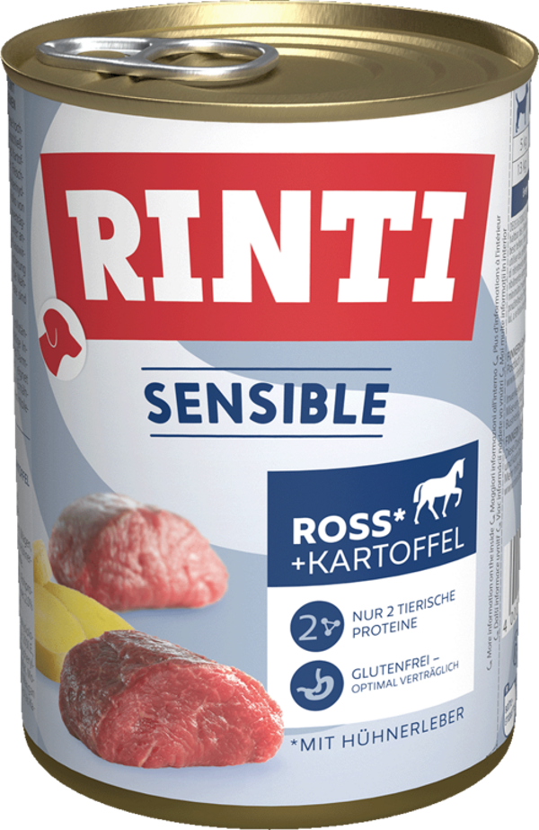 Rinti Sensible Ross, Hühnerleber + Kartoffel   |  Dose   |  400g Hundenassfutter