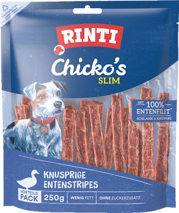 Rinti Chicko Slim Ente Vorratspack   |  Beutel   |  250g Hundeleckerli