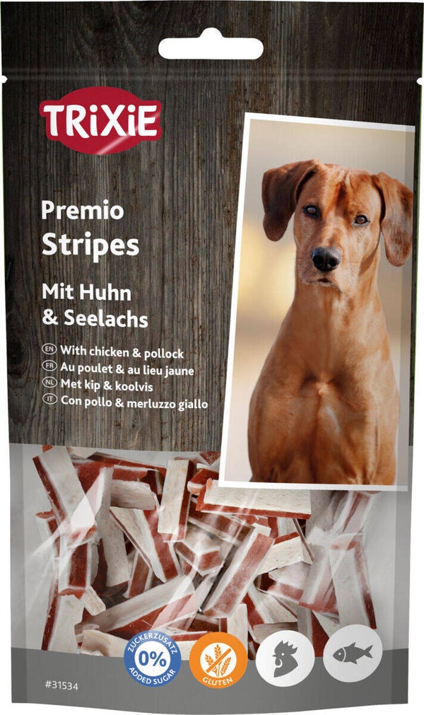 Trixie Premio Stripes Huhn + Seelachs 75g Hundeleckerli