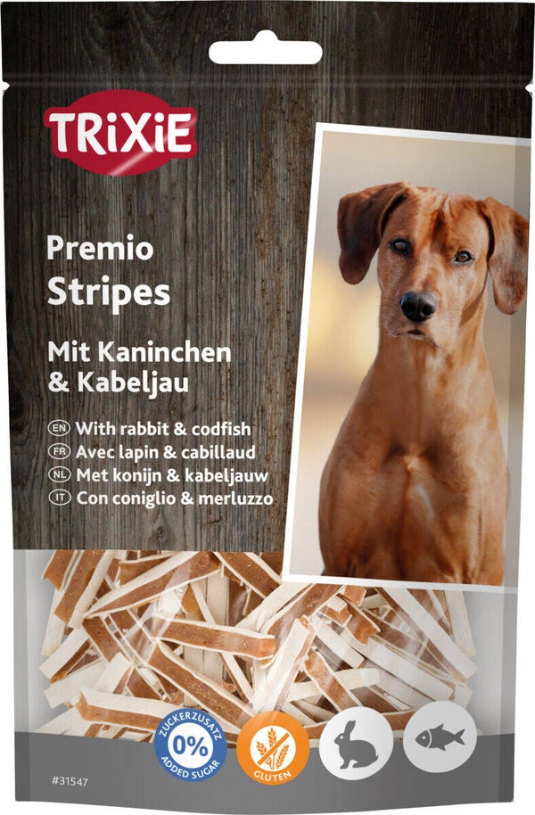 Trixie Premio Stripes Kaninchen + Kabeljau 100g Hundeleckerli