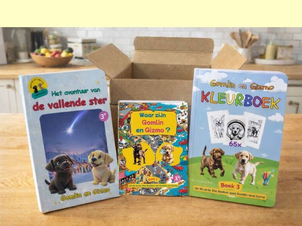 Drie boeken van Gomlin en Gizmo naast elkaar