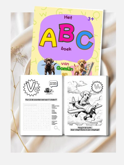 Het ABC leerboek van Gomlin en Gizmo — alfabet leren kinderen boek, leerboek kleuter kopen 3-8 jaar