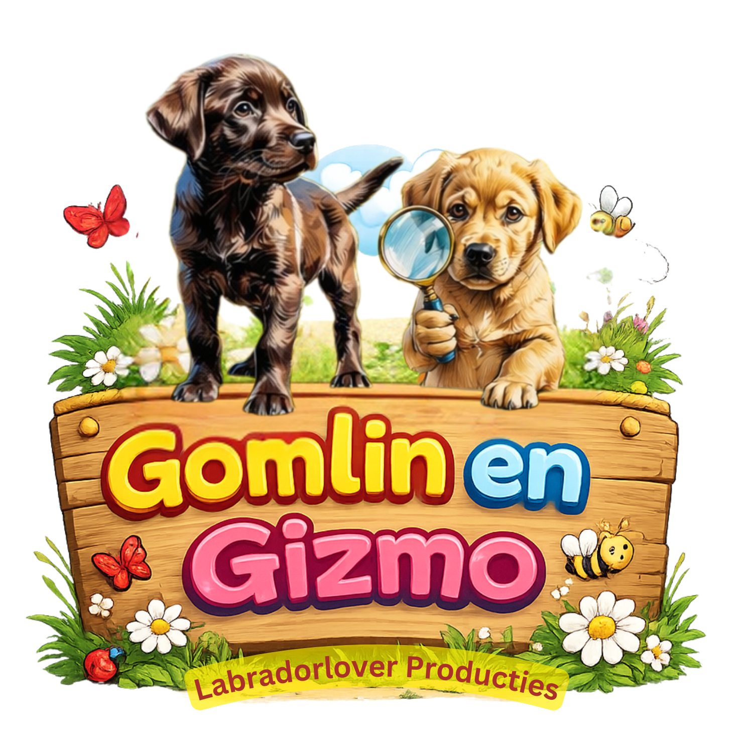 Gomlin en Gizmo — twee speelse labradorpups uit de kinderboekenserie voor kinderen van 3-8 jaar