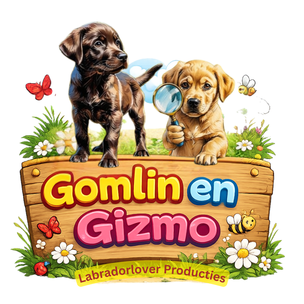 Gomlin en Gizmo, de twee labradorpups uit de kinderboekenserie