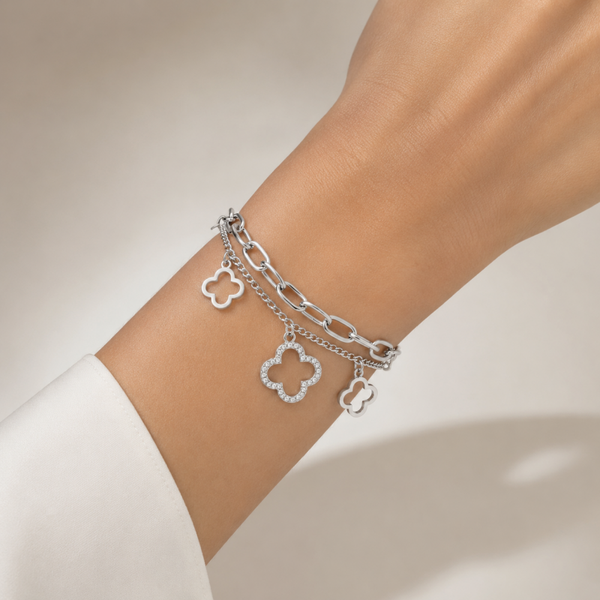 Armband "Clover Diamond“ Silber