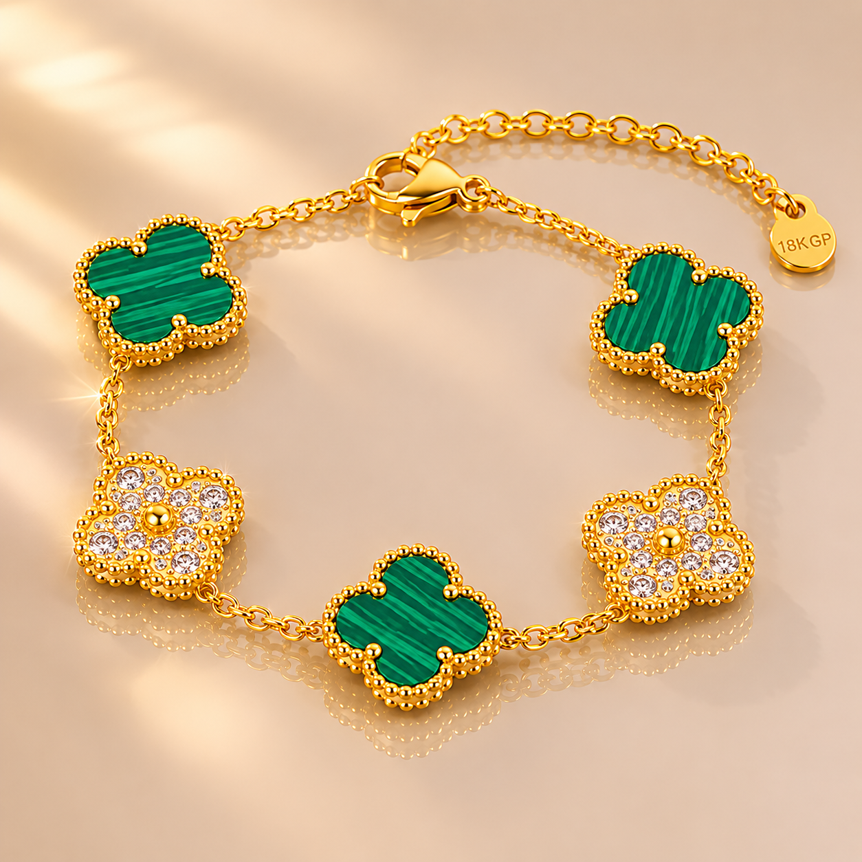 Armband "Clover“ Grün/Gold Deluxe