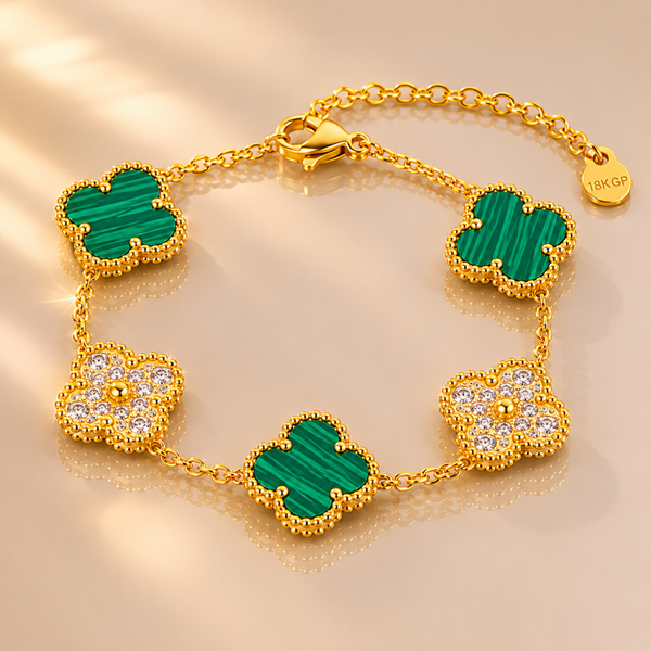 Armband "Clover“ Grün/Gold Deluxe