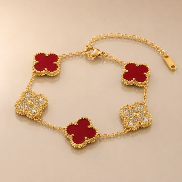 Armband "Clover“ Rot/Gold Deluxe