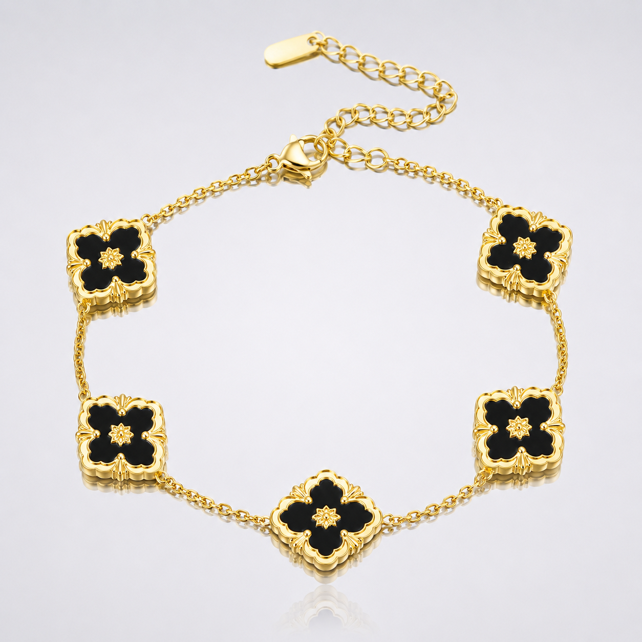 Armband "Bloom“ Schwarz/Gold