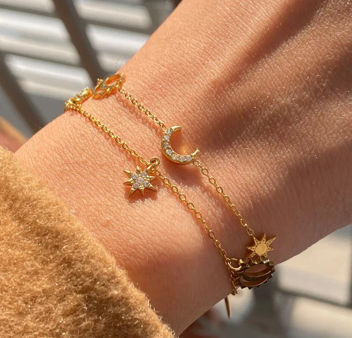 Armband "Moon and Stars" 18K vergoldet