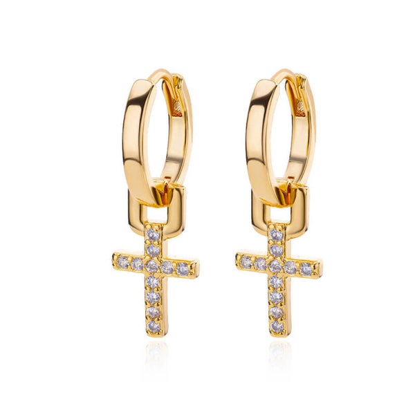 Ohrringe „Cross“ 18k vergoldet