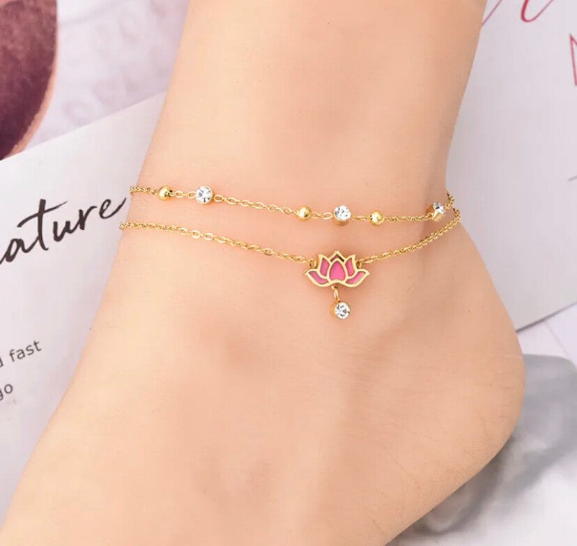 Fusskettchen "Lotus" Vergoldet