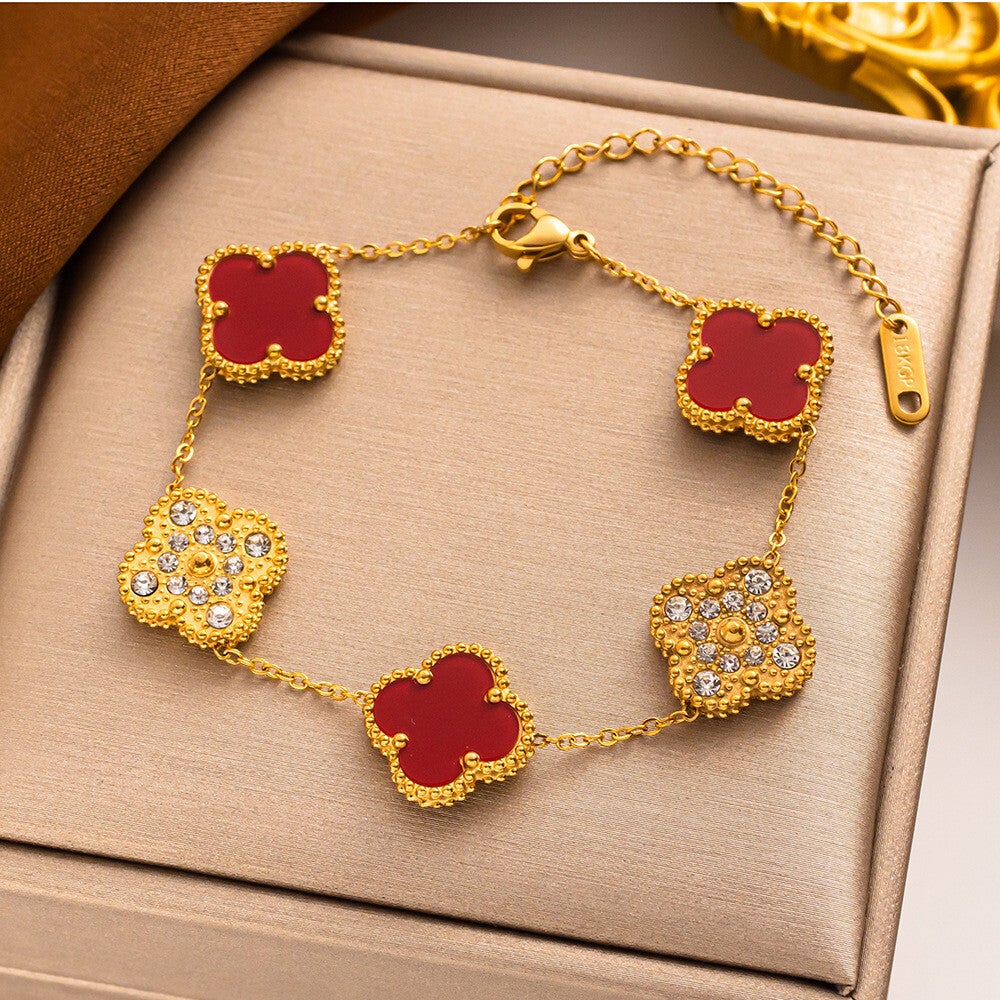 Armband "Clover“ Rot/Gold Deluxe