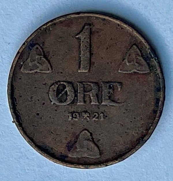 Norge 1 øre 1921 kobber