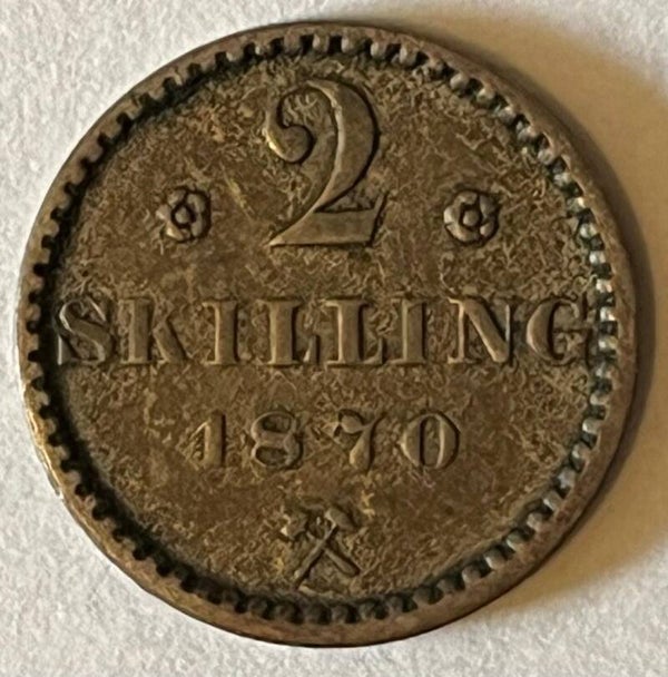 Norge 2 skilling 1870 Carl XV