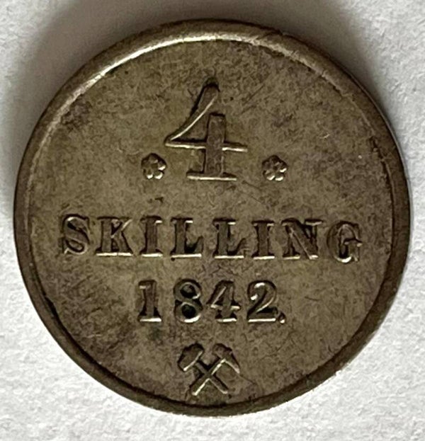 Norge 4 skilling 1842 Carl Johan