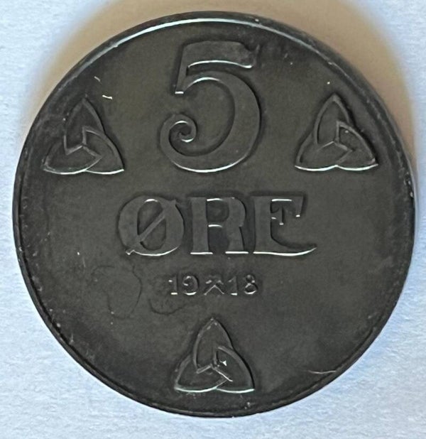 5 øre 1918 Mynter i Stavanger 1989