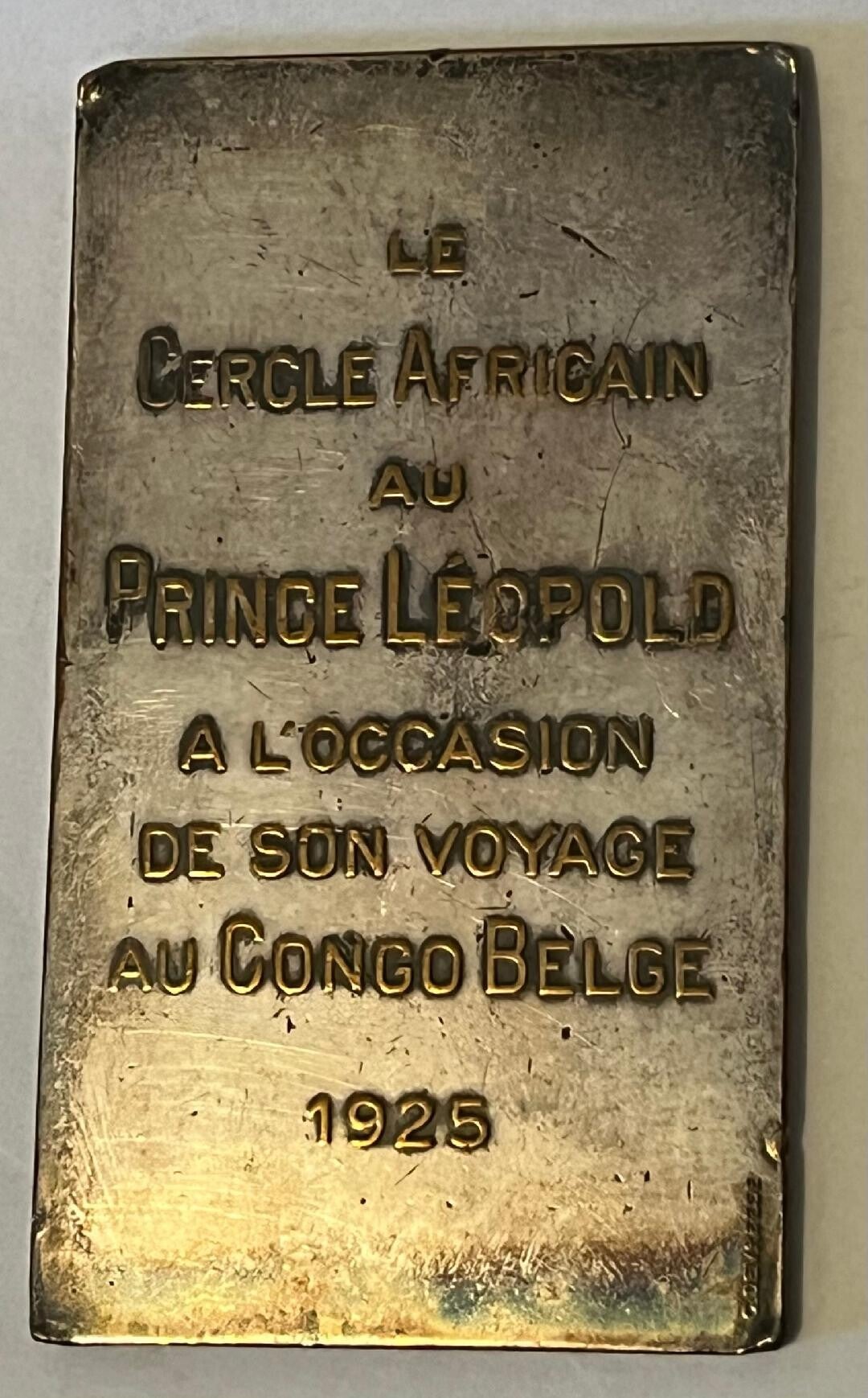 Congo Belgique - tribute to the cercle africain 1925 medal plaque